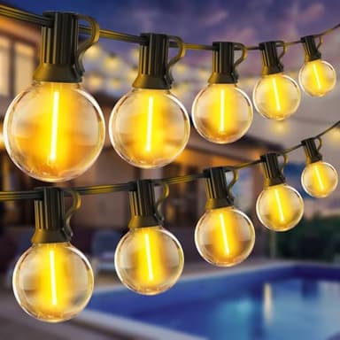 Lichterkette Außen LED Strom Beleuchtung - 100ft Aussen 30m Outdoor String Lights Lichterketten Glühbirnen IP44 für Garden Pavillon mit G40 Wetterfest Glühbirne Balkon Terrasse Party