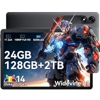 Blackview Tablet 11 Zoll Tab90 Android Gaming Tablet 4G LTE+5G WLAN 24GB(8+16) RAM 128GB ROM (2TB TF) 8200mAh 5MP+13MP Unisoc Tablets Octa-Core, Face ID/GMS/GPS/3.5MM Kopfhörerbuchse/BT5/Widevine L1