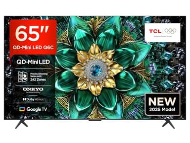 TCL 65 Zoll 65Q6C QLED Mini LED Fernseher, 4K HDR Premium, Dolby Vision IQ & Atmos, Onkyo 2.1, Smart Google TV, Game Master, 144Hz Motion Clarity Pro, AMD FreeSync Premium Pro, HDMI 2.1, AirPlay 2