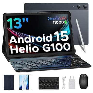 DOOGEE Tab E3 Pro Android 15 Tablet 13 Zoll, 32 GB+256 GB/2TB TF, Helio G100, 11000mAh 18W, FHD+ 90Hz Gaming Tablet mit SIM Card Slot,13MP+8MP, Tablets mit Tastatur und Stift, Maus, Hülle, Gemini AI