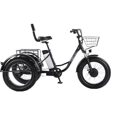 LTdlhFk Elektrisches Dreirad Für Erwachsene, 20-Zoll-Fat-Tire-Cargo-E-Bike Mit 48-V-12-Ah-Lithiumbatterie Und 500-W-Motor, 3-Rad-E-Bike Mit Korb Vorne Und Hinten