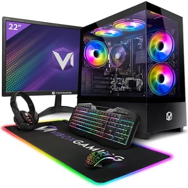 Vibox I-48 Gaming PC Set Komplett • Monitor 22 Zoll • AMD Ryzen 3 3200G 4,0GHz • Radeon Vega 8 • 16GB RAM • 1TB NVMe SSD • Windows 11 • WLAN