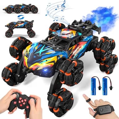 AYIQUTY Ferngesteuertes Auto, Ferngesteuertes Auto ab 3 4 5 6 7 8 9 10 Jahre, 8WD Stunt und Handsteuerung, RC Drift mit LED Licht, Musik und Spray, RC Spielzeug Geschenk ab 3-12 Jahre Junge