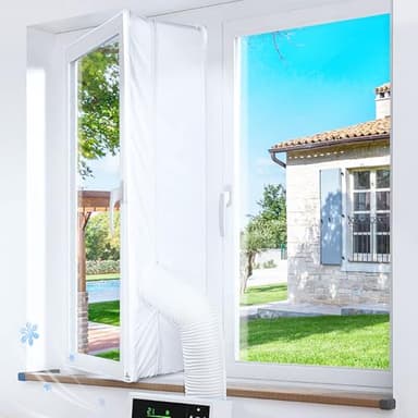 Klimaanlage Fensterabdichtung, Fensterabdichtung für Mobile Klimageräte, Wäschetrockner, Ablufttrockne,400CM(157") Hot Air Stop für Fenster,Double Zip für Dachfenster, Flügelfenster