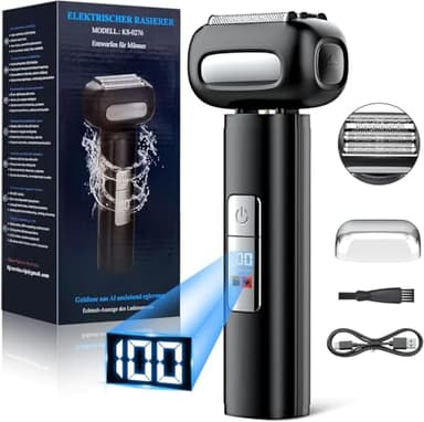 Rasierer Herren Elektrisch, Elektrorasierer Herren, Folienrasierer, 120 Min Laufzeit, IPX7 Waschbarer, Nass-Trockenrasierer, USB Schnellladen, Reisesperre, Geräuscharm, für Bart & Gesicht