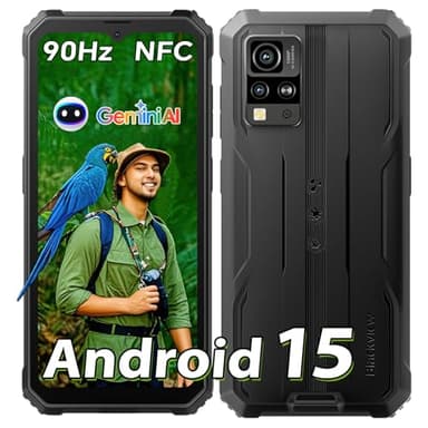 Blackview BV4800SE Andriod 15 Outdoor Handy Ohne Vertrag, 12GB+64GB/2TB TF, Gemini AI 90Hz 6.56' HD+ Display Outdoor Smartphone Ohne Vertrag, 16MP+8MP Octa-Core, IP69K Buastellenhandy NFC/285g/13.5mm