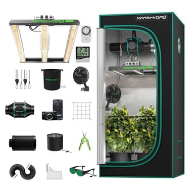 Mars Hydro Smart Growzelt Komplettset,FC1500 Samsung App Fernbedienung Dimmbar LED Lampe,80X80X160cm 1680D Hohe Reflektivität Mylar Grow Box Komplettset,4" App intelligente Steuerung Belüftungssat