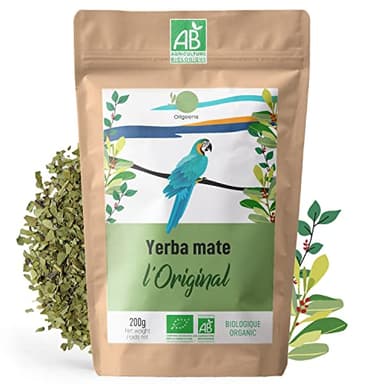 ORIGEENS BIO YERBA MATE TEE 200g - Das Original - Bio Yerba Mate Handgepflückt, Ungeröstet - Blätter, Frei von Stängeln, Staub und Krümeln - Energie- und Detoxgetränk (Original 200g)