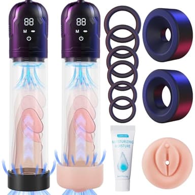 Penispumpe für Penisvergrößerung, Yivans Sex Spielzeug für die Männer Elektrische Penis Pumpe Vakuumpumpe mit 5 Automatische Saugstufen & 1 Manuelle Trainingsmodus Penis Extender mit Penisring Set