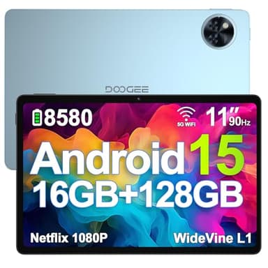 DOOGEE U11 Android 15 Tablet 11 Zoll 16GB RAM +128GB ROM (2TB TF) 8580mAh Gaming Tablet Android, 13MP+5MP, Octa-Core Tablets PC 2.4G+5G WLAN GMS/ WidevineL1/ 3.5mm Audio/GPS/Face ID/OTG [2025]