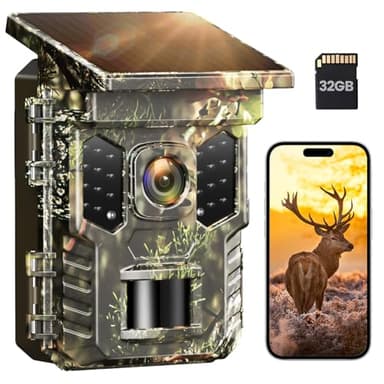 XTU Wildkamera mit Handyübertragung App,4K WLAN Wildtierkamera mit Bewegungsmelder Nachtsicht,Inklusive 32GB SD-Karte,IP66 Wasserdicht,Eingebauter 2600mAh Lithium-Akku Wiederaufladbar,0,2S Auslösen