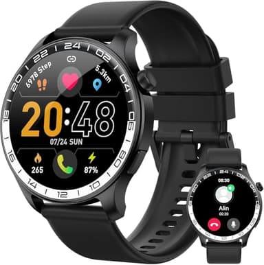 Smartwatch Herren, 1.43″ AMOLED-Display Touch Smart Watch mit Bluetooth-Anrufe, 120+ Sportmodi Fitnessuhr IP68 Wasserdicht Sportuhr, Fitness Tracker mit SpO2 Herzfrequenz Schrittzähler Schlafmonitor