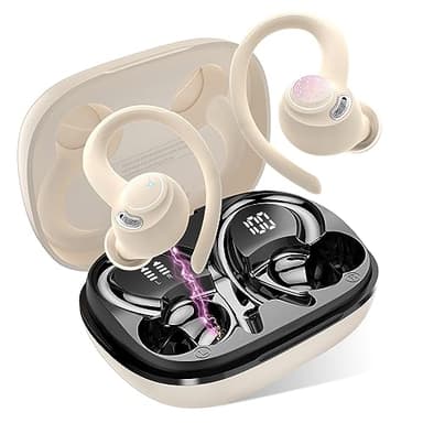 Bluetooth Kopfhörer Sport, in Ear Kopfhörer Kabellos Bluetooth 5.3 mit HD Mic, Herausragender Sound, 48 Std Spielzeit, Dual LED-Anzeige, Comfort Fit, IP7 Wasserdicht Ohrhörer für Sport mit Ohrhaken