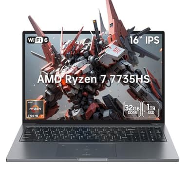 Blackview 2025 16" Gaming Laptop,Ryzen 7 7735HS(Besser 7430u/5700u/I7-11800H) bis zu 4,8 GHz,32GB Ram DDR5 4800MHz 1TB SSD,FHD Display Laptop,Beleuchteter Tastatur,WiFi 6,BT 5.2,Windows 11 pro
