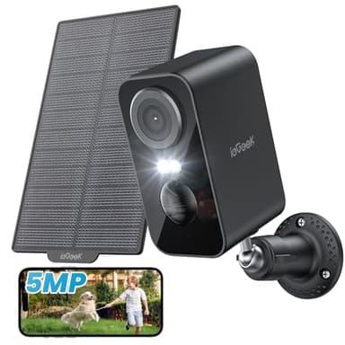 ieGeek 5MP Überwachungskamera Aussen Akku Kabellose, 5200mAh Akku Kamera Überwachung Aussen WLAN, PIR-Bewegungserkennung, Bunte Nachtsicht, 2-Wege-Audio, Spotlights, IP65 wasserdicht （Type C）
