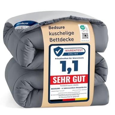 BEDSURE Bettdecke 240x220 Ganzjahresdecke Steppdecke - Bettdecke Ohne Bezug 240x220cm 300GSM - 4 Jahreszeiten Bettdecken Wende Grau/Hellgrau, Weiche Warm Duvet Schlafdecke für Allergiker