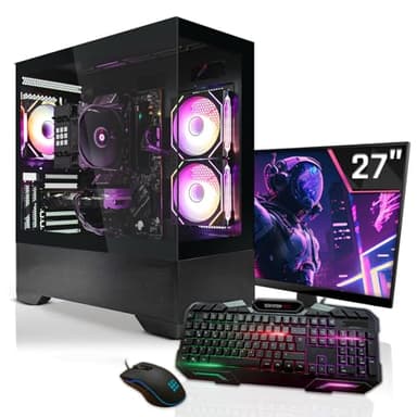 SYSTEMTREFF Gaming Komplett PC Set AMD Ryzen 7 8700F 8x5GHz | AMD Radeon RX 7800 XT 16GB DX12 | 1TB M.2 NVMe | 32GB DDR5 RAM | WLAN Desktop Paket Computer für Gamer, Gaming