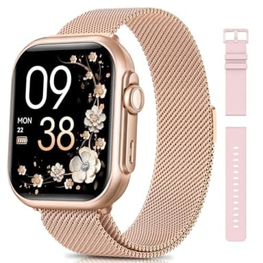 SWGOTA Smartwatch Damen mit 1000mAh Akku, 100 Tage Ultralange Standby, 1.83" Armbanduhr 24H Telefonfunktion/Herzfrequenz/SpO2/Schlaf, 120+Sportmodi, IP68 Fitnessuhr Schrittzähler Android iOS Roségold