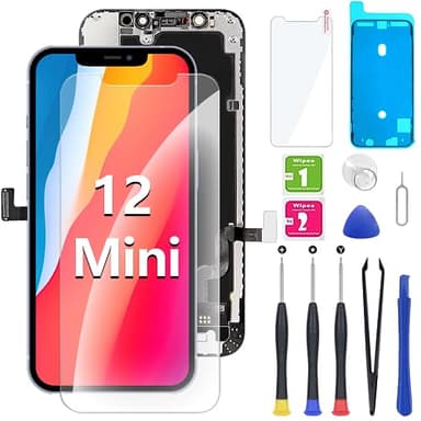 YOXINTA Display für iPhone 12 Mini 5,4 Zoll, iPhone 12 Mini LCD, komplett, Ersatz, Display iPhone 12 Mini Touchscreen, 3D Digitalisierer, Komplette Montage, wasserdichter Rahmen, selbstklebend,