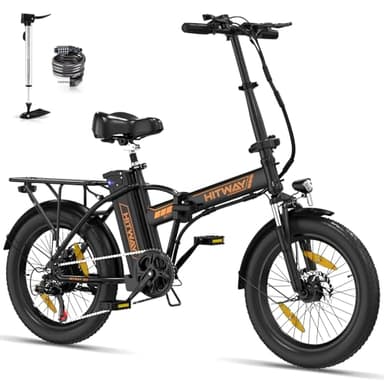 HITWAY E Bike 20"*3,0/20"*4,0 Fat Tire Elektrofahrrad E-Fahrrad klapprad, 36V 12Ah/48V 15Ah Akku, Max.Reichweite bis zu 35-90km/45-100km, Off-Road Mountainbike mit 7 Gängen, City EBike