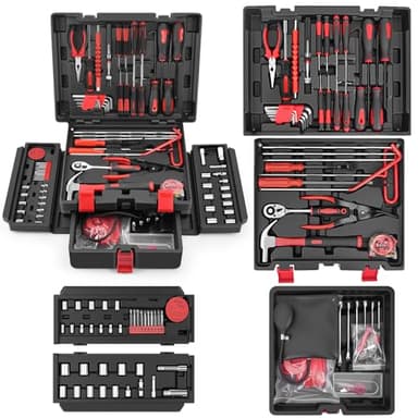 Sundpey Werkzeugkoffer Gefüllt 132tlg, Professionelles KFZ Werkzeug Set, Werkzeugsatz für die Demontage von PKW und LKW, Tragbares Komplett Werkzeugkasten mit Schublade für Haus-/Autoreparaturen