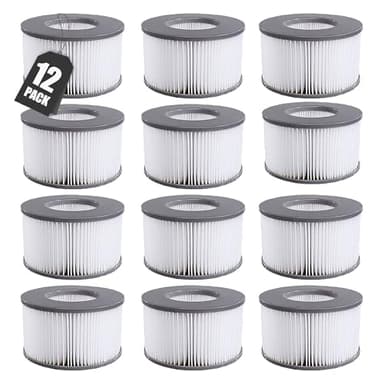 KGC Ersatz Filterkartuschen für MSpa Filter, Ersatzfilter kompatibel mit Whirlpool MSpa Modelle ab 2020, Filterkartusche Wasserfilter für Aufblasbare Pools,Heiße U-Boote und Spa (12 PCS)