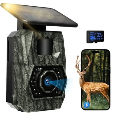 MAXDONE Wildkamera WLAN mit Handyübertragung App, Solar mit 5200 mAH Akku Bewegungsmelder nachtsicht ideale Wildtierkamera 0,1s schnelle Reaktion nachtsichtkamera Night Vision, IP66 Wasserdicht