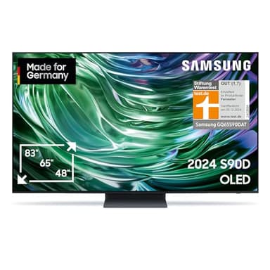 Samsung OLED TV 4K S90D 65 Zoll (163 cm), OLED HDR+ Fernseher, 4K AI Bildverbesserung, Gaming Hub bis 144Hz, Dolby Atmos, OTS Lite, Knox Security, Smart TV, Stiftung Warentest Testnote 1,7