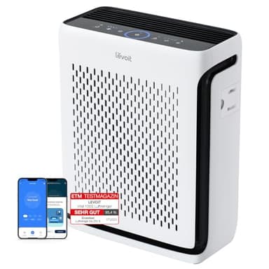 LEVOIT HEPA Luftreiniger, Air purifier mit Lichtsensor und waschbarem Vorfilter, 23 dB, CADR 243 m³/h, Wohnung bis 52 m², entfernt 99,97 % von Staub, Pollen, Tierhaaren & Gerüchen, Tiermodus