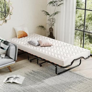 GIANTEX Klappbett 80x200 cm, Gästebett klappbar mit 4 Rollen, Reisebett Erwachsene, Klappbares Bett mit Matratze Memory-Foam, Einzelbett mit Lattenrosten, Faltbett Metallbett bis 120 kg belastbar