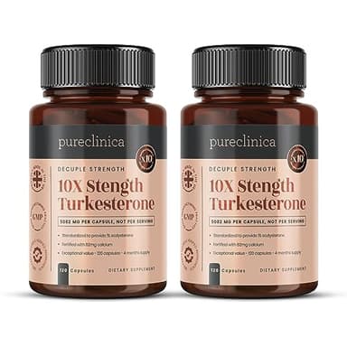 Pureclinica 10-fache Stärke Turkesteron 5082 mg x 240 Kapseln – 8-Monats-Vorrat, 120 Stück (2er-Pack)