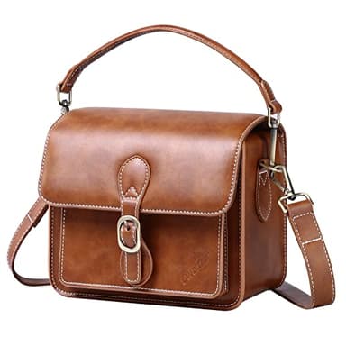 Cwatcun Kameratasche Kamera Umhängetasche Kompaktkamera Tasche Wasserdicht Retro Kompatibel für Canon Nikon Sony SLR/DSLR Spiegellose Kamera und Objektiv, Braun, M
