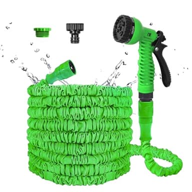 Flexibel Gartenschlauch 15M/50FT Gartenschlauch Wasserschlauch mit 7 Funktionen Brause erweiterbarer Schlauch Flexibler Rasen/Haustier/Autowäsche