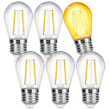 SCNNC E27 S14 2W LED Glühbirnen 220V Warmweiß 2700K, Kunststoff Lichterkette Außen Ersatzbirne, Nicht Dimmbar, LED Ersatzlampen E27 S14 Vintage Edison für Lichterkette Garten Party, 6 Stück