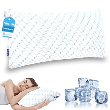 SINGHAI Kopfkissen 40x80 cm, Memory Foam Kissen, Kühlendes Kopfkissen, Flach Nackenkissen Orthopädisches Seitenschläferkissen (Blaue Welle, 40x80 cm)