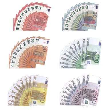 150 Blätter Spielgeld Euro, Falschgeld Kaufmannsladen Spielen Deko, 10/20/50/100/200/500 für Kaufmannsladen Kinder, für Kaufmannsladen Kinder, Fake Geld für Kaufladen Zubehör