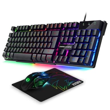 EMPIRE GAMING - Pack 3 in 1 MK800 - Gaming-Tastatur QWERTZ Deutsche RGB 105 Tasten 19 Anti-Ghosting-Tasten -Ergonomische RGB Gamer-Mouse 2400 DPI -Mousepad -PC PS4 PS5 Xbox One/Series Mac