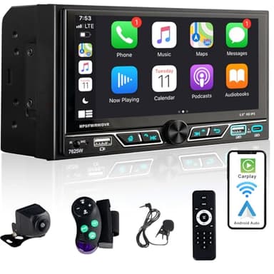 Alondy Autoradio 2Din mit 6.8 Zoll Bildschirm, Kompatibel mit [Wireless] Apple CarPlay/Android Auto Bluetooth Typ-C USB 2,1A Schnellladung Rückfahrkamera AM/FM/RDS Radio DSP