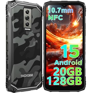 DOOGEE Blade 10 Outdoor Smartphone Android 15, 20GB+128GB/TF 2TB, 6.56 Zoll HD+90Hz, 16MP+8MP Kamera, 5150mAh Outdoor Handy Ohne Vertrag, 10,7 mm ultradünn, Dual 4G SIM/Face ID/GPS/IP68/I69K/NFC