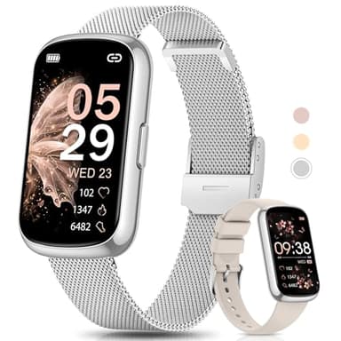 Sanorum Smartwatch Damen, 1.47" Fitnessuhr Pulsuhr SpO2 Schlafmonitor, 24 Sportmodi Aktivitätstracker, Nachricht WhatsApp Menstruationszyklus Schrittzähler Sportuhr Wasserdicht IP68 Android iOS Silber