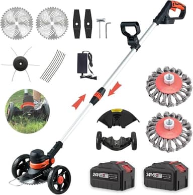 ZHHR Rasentrimmer mit Akku und Unkrautbürste für Makita-Akkus, 24V Akku Rasentrimmer, 4 in 1 rasentrimmer,115-165CM Teleslopstiel (23cm Schnittbreite,7500R/min) für Rasen Garten Beschneiden
