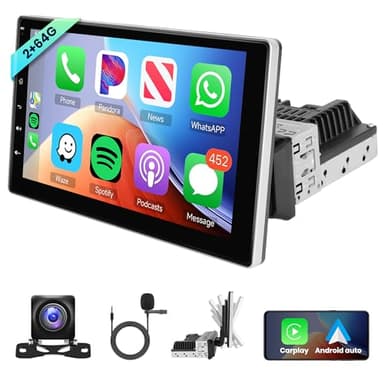2G+64G Wireless Apple Carplay Android Autoradio 1 Din mit Android Auto GPS Navi WiFi 9 Zoll Touchscreen Autoradio mit Mirror Link Bluetooth FM/RDS/DAB+/OBD2/DVR Lenkradsteuerung Rückfahrkamera