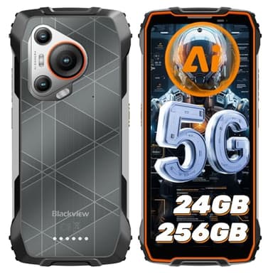 Blackview BL7000 5G KI Outdoor Handy Android 15, 24GB+256GB/2TB 2.4GHz MTK Dimensity 6300, 120HZ 2.4K FHD+ 6.78", 7500mAh Outdoor Smartphone Ohne Vertrag, 50+32MP, Baustellenhandy NFC/OTG/Nachtvision