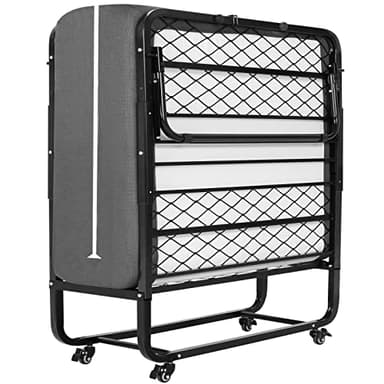 DICTAC Klappbett 90x200 cm Erwachsene Gästebett Klappbar mit ca.13CM Dicke Gedächtnisschaum Matratze Faltbare Metallbett stabil Mit Rollen leicht zu tragen und Zusammenzubauen bis 200kg belastbar