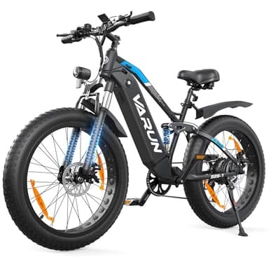 VARUN E Bike, 26 * 4.0 Zoll E-Bike Herren mit 250W Motor (85Nm), 48V 18AH(864Wh Akku, 5 Fahrstufen, bis 150km, 25km/h, E-Mountainbike Fatbike mit LCD-Display