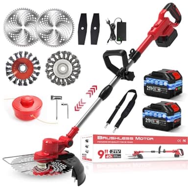 Rasentrimmer mit akku und Unkrautbürste, 21V-4.0Ah akku rasentrimmer, 4-in-1 rasentrimmer elektrisch für Makita Akku, 20000R/min Rasentrimmer, 1-45CM Teleslopstiel,für Rasen Garten Beschneiden