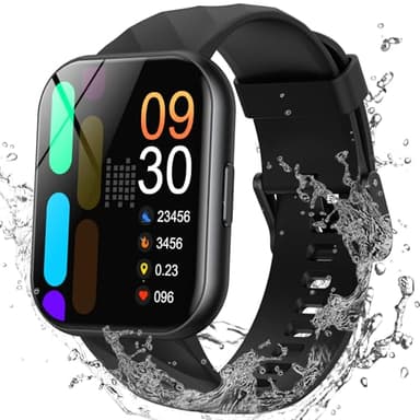 Parsonver Smartwatch Damen Herren, 5ATM Wasserdicht Schwimmuhr, 1.8" HD Bildschirm Fitnessuhr Damen mit 100+ Sportmodi, Herzfrequenz und Schlaftracking, Smart Watch für Android & iOS, Schwarz