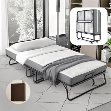 Mutital Klappbett 200x90 cm mit 13cm Matratze für Erwachsene, stabiles tragbares Klappbett auf Rollen mit Aufbewahrungsbezug, zusätzliches klappbares Gästebett, Rollbett mit Mentalrahmen, Kinderbett