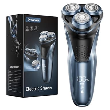 Dyoonoer Trocken Rasierer Herren Elektrisch: Elektrorasierer Herren, IPX7 Wasserdichter Nass und Trocken Wiederaufladbarer Rasierer mit Ausklappbarem Trimmer Kabelloses Laden & Premium-Sound