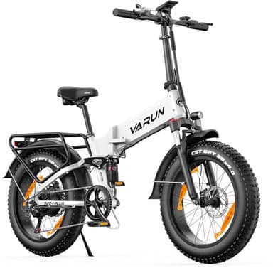 VARUN E Bike 20 Zoll, Klapprad E-Bike mit 48V 13Ah Lithium-Ionen Akku, 3-fache Federung, 120KM Reichweite, 4.0 Fat tire, 7-Gang Schaltung, 5-PAS LCD-Display, Elektrofahrrad E-Fatbike für Erwachsene
